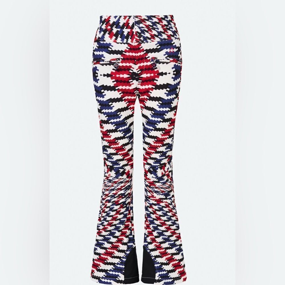Twisted Houndstooth High-Waist Aurora Flare Ski Pant Red Navy White NWT Large